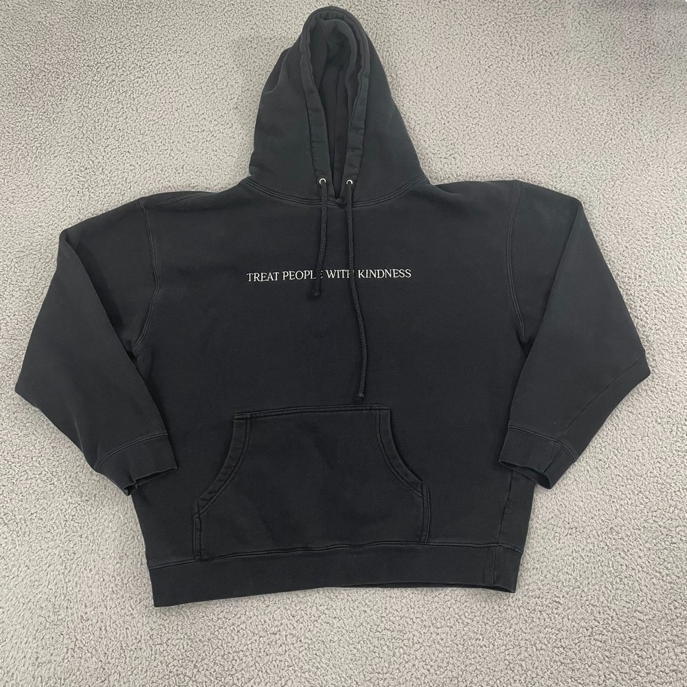 Harry Styles Treat People With Kindness Hoodie L Black Fleece Lounge Pullover